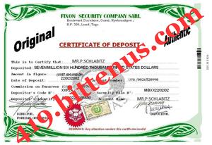 419DEPOSIT CERTIFICATE OF CLAIMS